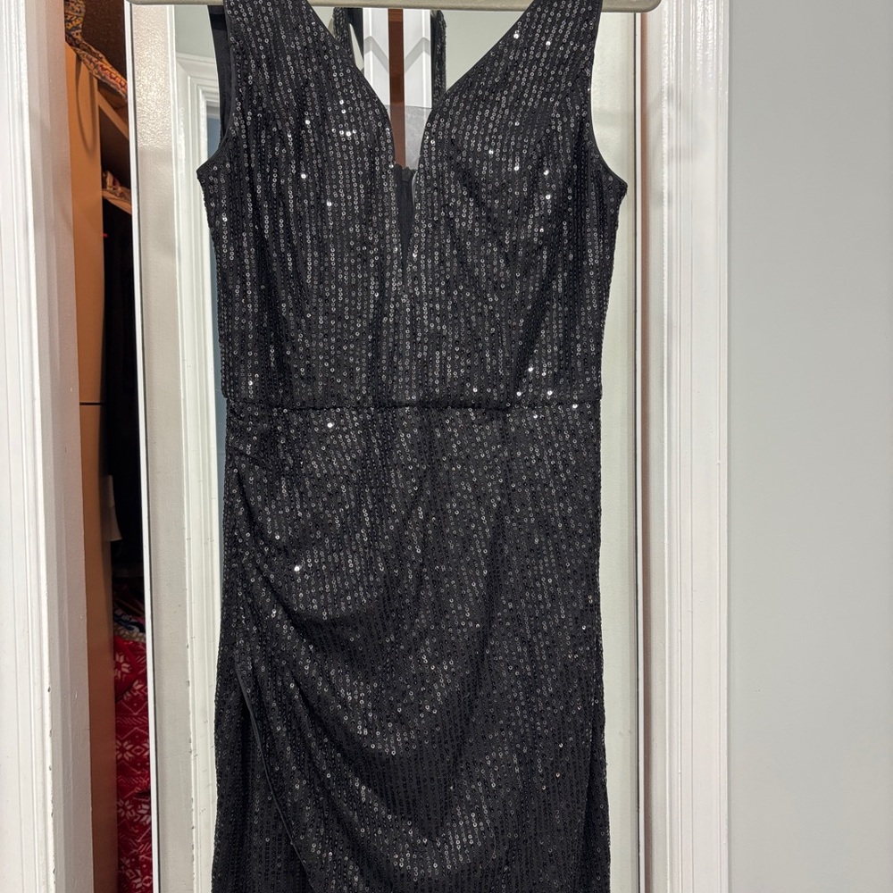 Grace Karin Black Sequin Midi Dress